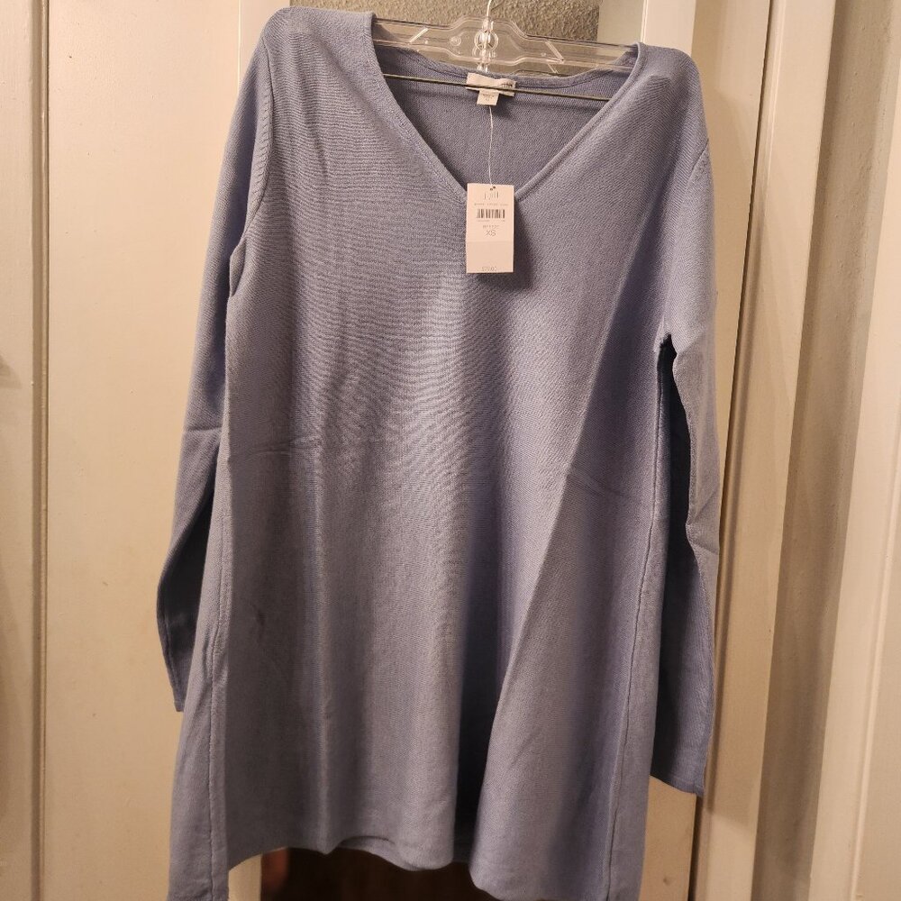J Jill Long-Sleeve V-Neck Lightweight Knit Tunic Sweater